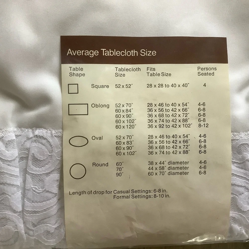 Vintage JC Penney oval tablecloth white with lace edges 67x90”